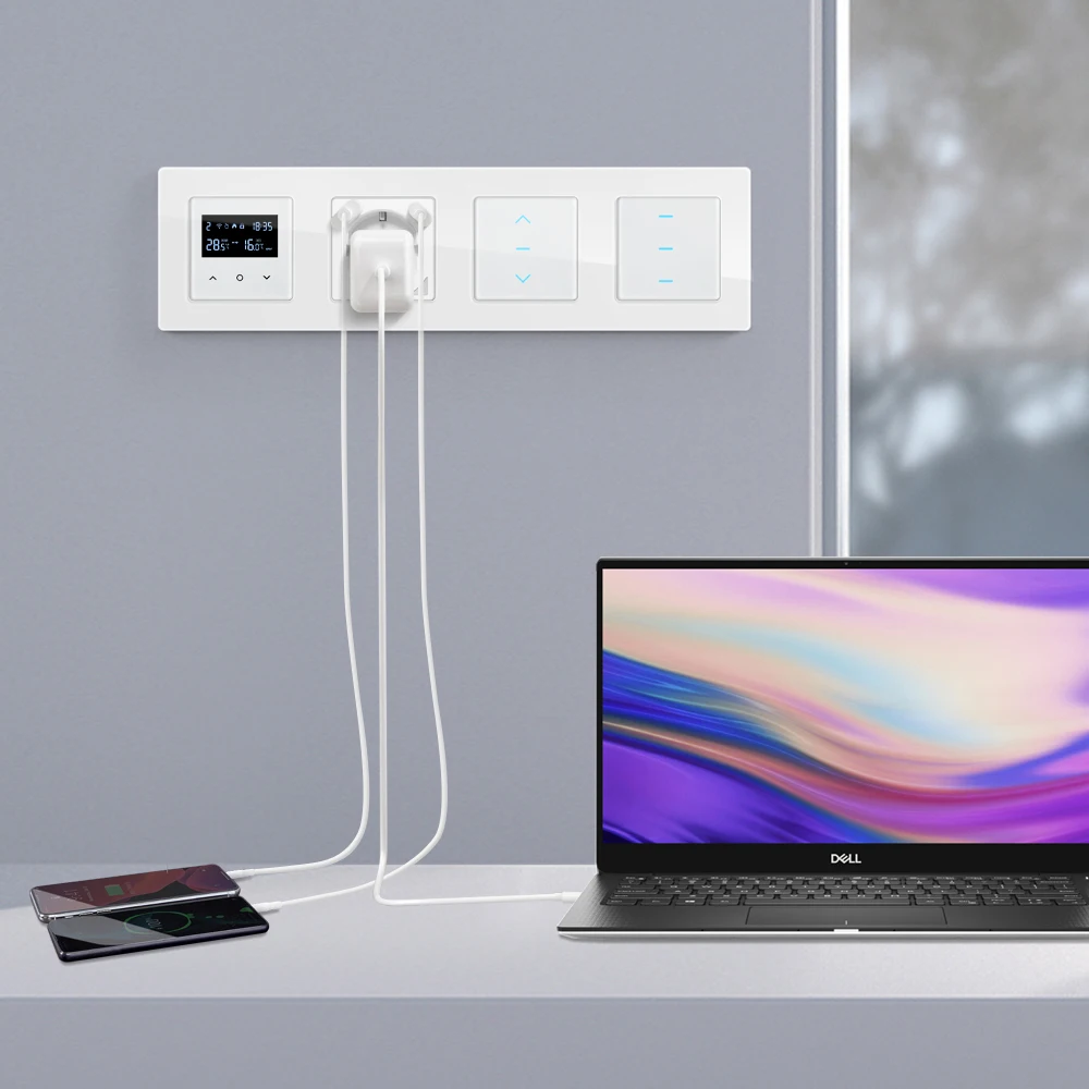 AVATTO EU standaard WiFi-aansluiting, Tuya Smart Power Plug Outlet met USB/Type-C opladen, APP-afstandsbediening, werken voor Alexa Google Home