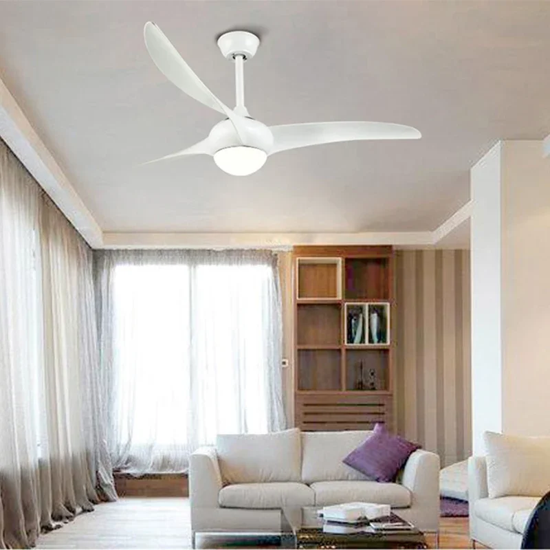 

52 Inch Brown White Wood Grain Ceiling Fan Lights Remote Control Dimmer With LED For Foyer Dining Room Bedroom Dropshipping