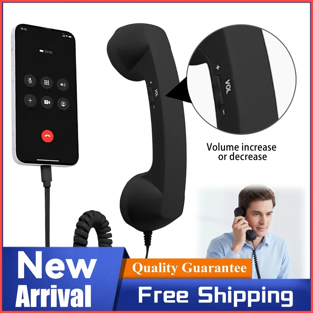 Retro Phone Handset Ergonomics Landline Handle Receiver Creative Telephone Head Set for Cell Mobile Video Conferences
