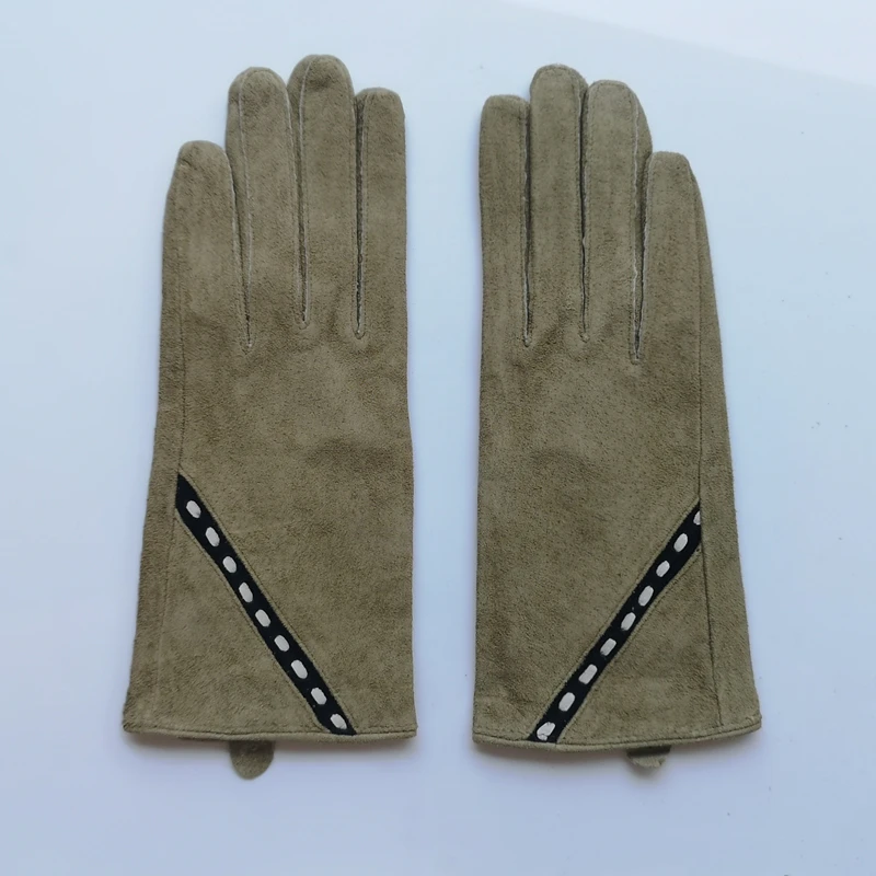 GOURS Echtem Leder Handschuhe für Frauen Winter Warm Halten Grün Echt Wildleder Handschuhe Super Rabatt Räumung KCL