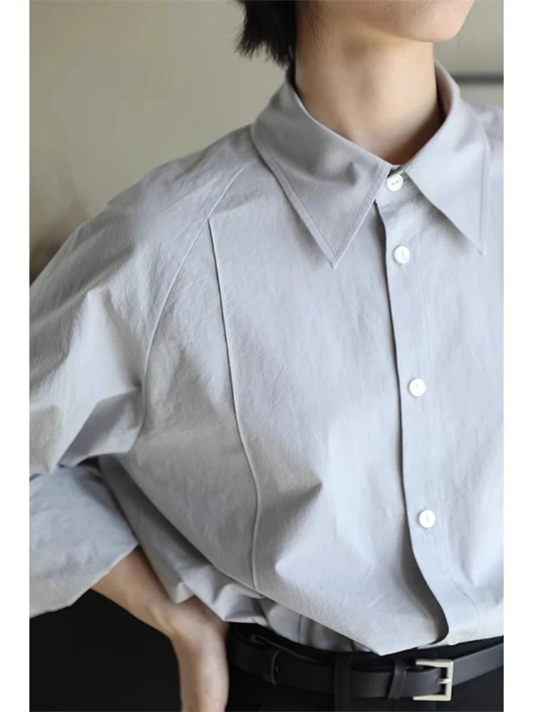 

Серая женская базовая рубашка для осени и зимы, новая модель для ранней весны, многослойная, для офиса, профессиональная, винтажный стиль