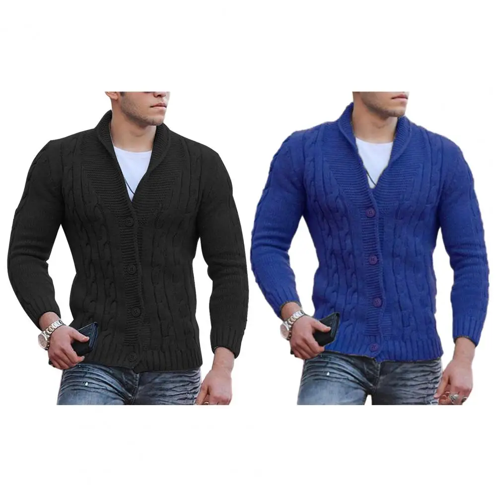 Men's Knitted Cardigan Sweater, Long Sleeve, black Knit Jacket, Men's Coat, Casual Knitwear, Autumn, Winter Clothing, 2024