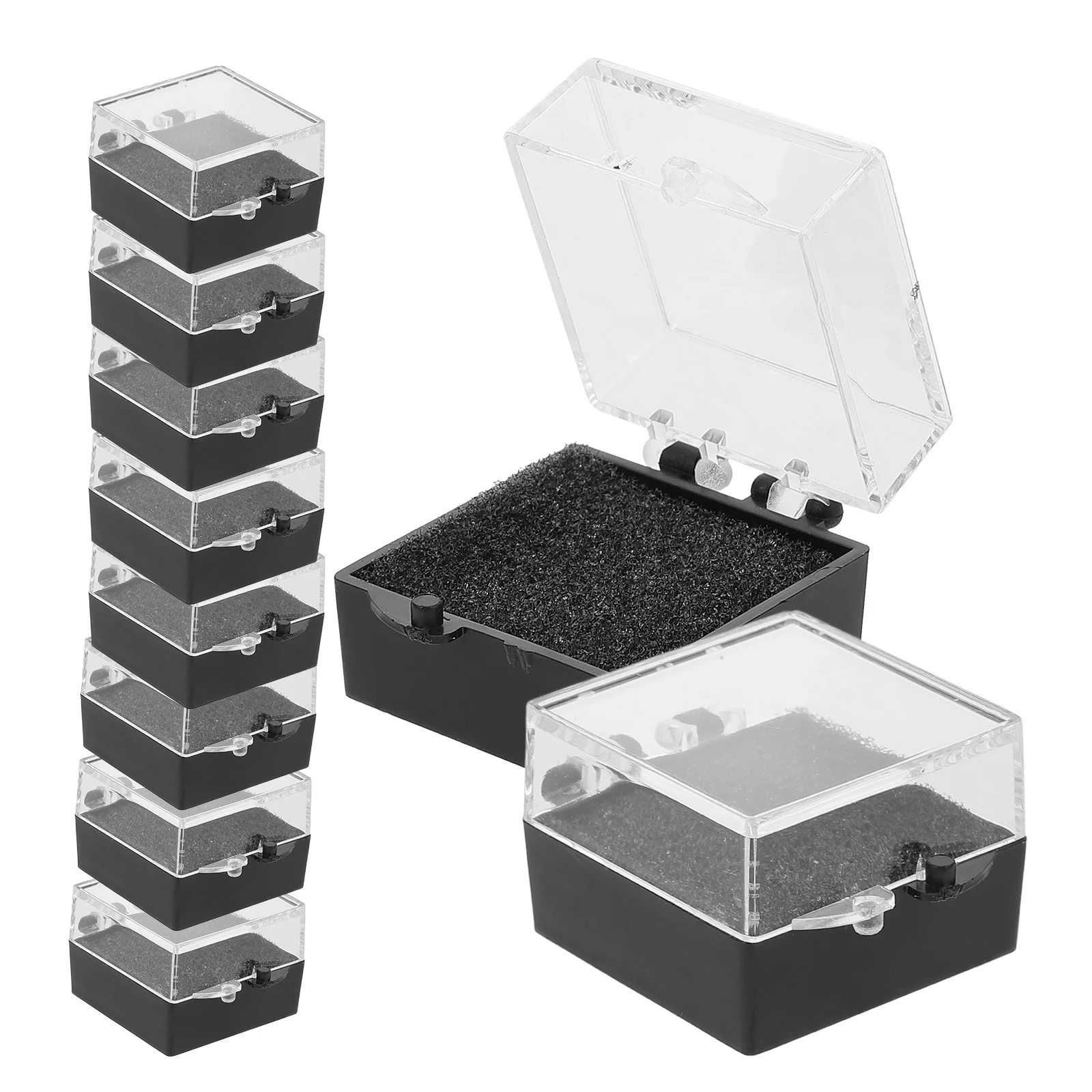 10 Pcs Badge Specimen Box Displaying Case Lapel Organizer Acrylic Reusable Brooch Travel