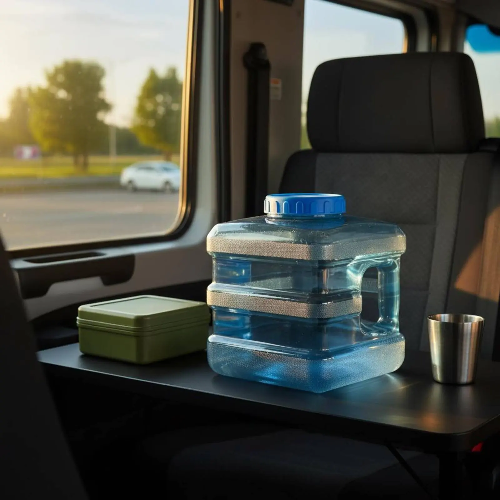 

7.5L Square Water Container Wide Mouth Purified Water Jug Hole Lid Easy to Clean for Truck