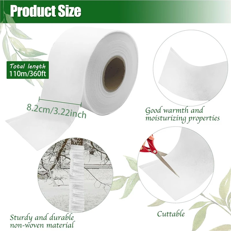1pc Tree Bark Protection Wrap Winter 360 Feet Cold-Proof Non-Woven Fabric For Gardening Plant Warmth Suitable For Damaged Bark
