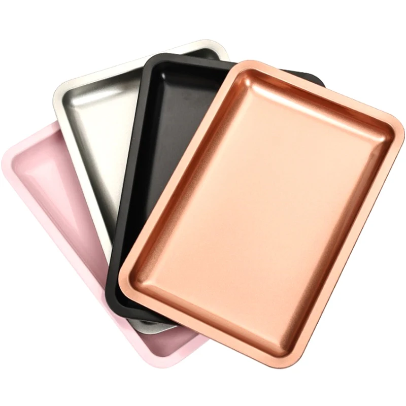 Nail Polish Tray, Ins Style Stainless Steel Jewelry Storage Cosmetics Metal Tray Multicolor False Nails Dish Tools