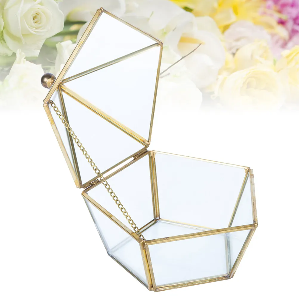 

Geometric Ring Box Luxury Jewelry Storage Case for Wedding Proposal Engagement Birthday Anniversary Travel Earring