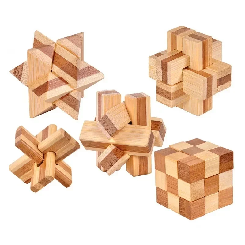 Wooden Brain Teaser Lu Ban Puzzle 3D Unlock Intelligence Games for Adults and Children Educational Toys Rompecabezas Madera