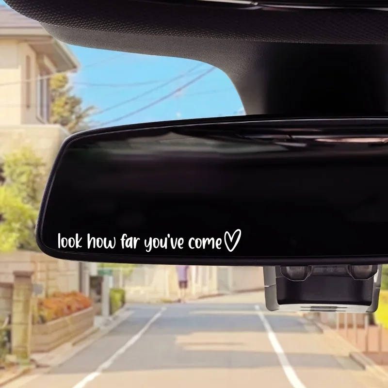1 шт., наклейка «Выглядите, как далеко, что вы прийти», поощрительная наклейка в форме сердца, водонепроницаемый дизайн, идеально подходит для автомобильных зеркал заднего вида/поврежденных/футляров для гитар