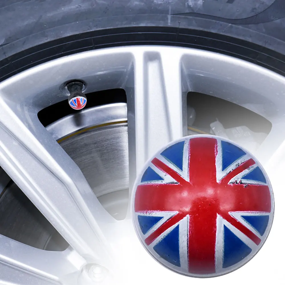 4Pcs/Set UK Flag Bike Moto Car Tires Wheel Valve Cap Cover For Mini Cooper Countryman Clubman R55 R56 R60 F55 F60 Car Styling 