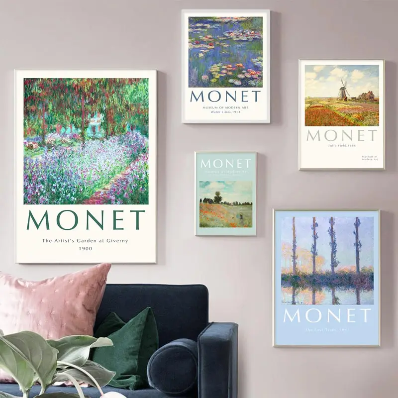 Vintage Master Monet Flower Landscape Posters Prints Wall Art Canvas Painting Nordic Wall Pictures For Living Room Home Decor