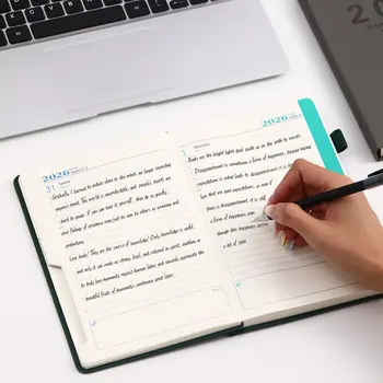 2026 A5 紋理 PU 便攜式日程本 英文日曆本 記事本 創意每日計劃提醒桌面日期日曆 6 最佳銷售 筆記本 - №6