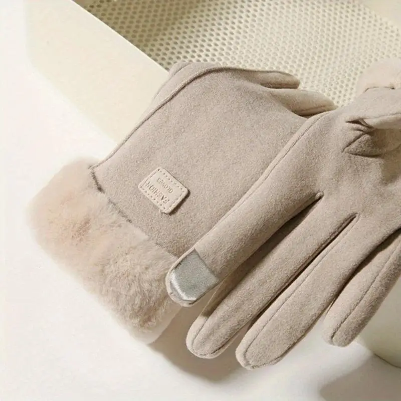 المرأة الشتاء الدافئة قفازات ملموس قفازات مبطن سميكة الرياح البرد الوقاية الطلاب لطيف ركوب قفازات السيارات الكهربائية