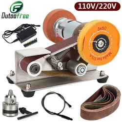 Mini Electric Belt Sander Multifunctional DIY Polishing Grinding Machine Cutter Edges Sharpener Accessories Set With 10PCS Belt