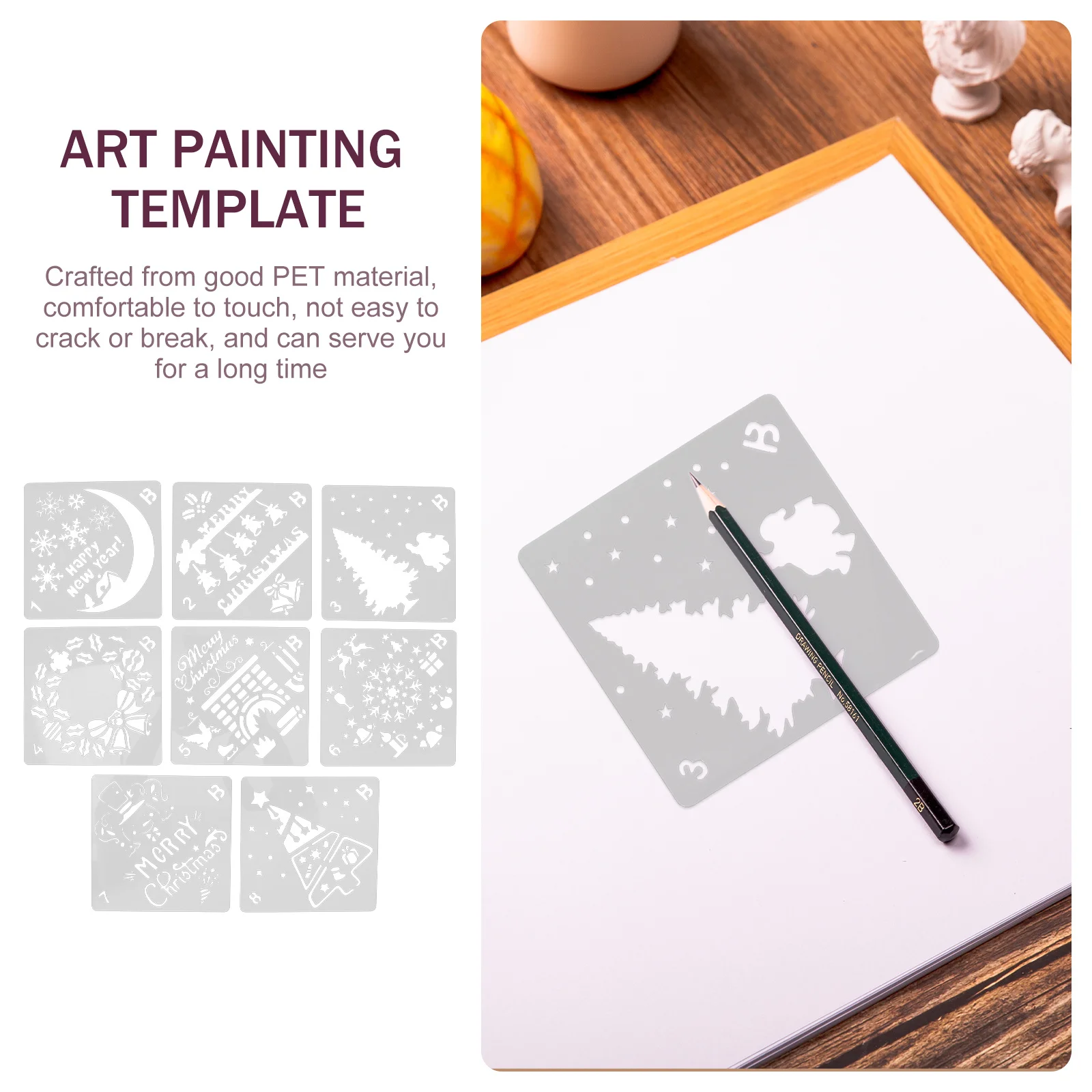 

1 set 1 Set Christmas Stencils Reusable Plastic Templates For Diy Painting Craft Home Decor Window Wall Art Supplies