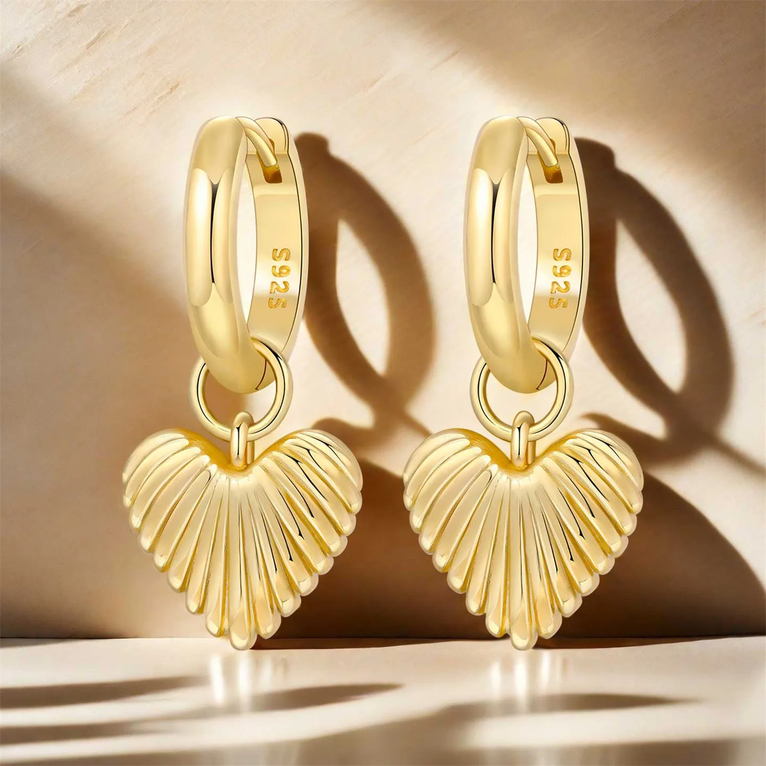 Women's 925 Silver Heart Drop Earrings