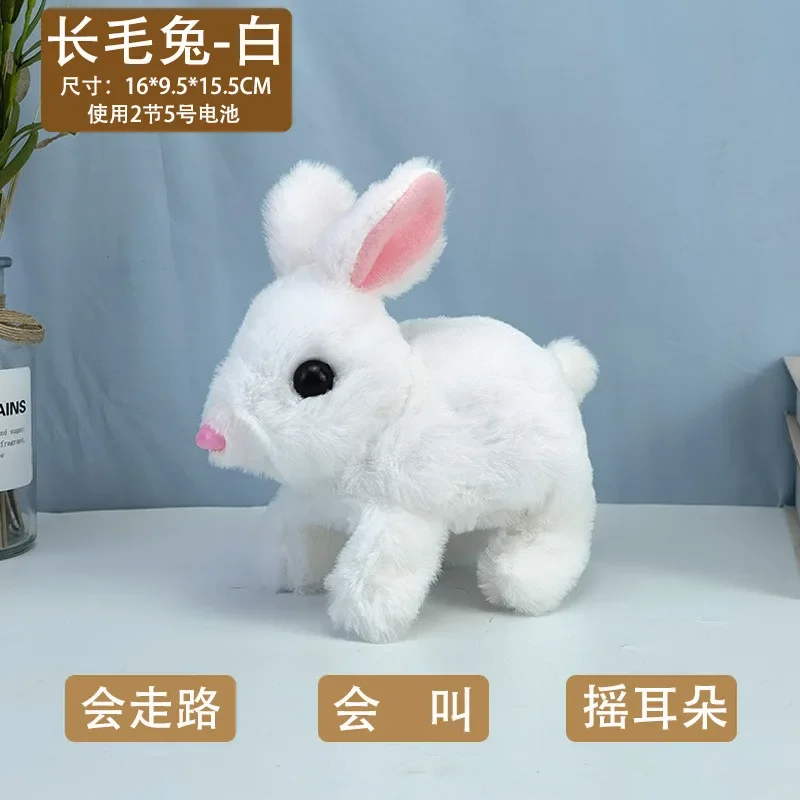 Plush Electronic Rabbit Toy Robot Animal Pet Walking Jumping Running Shake Ears Cute Electric Bunny For Kids Birthday Gifts