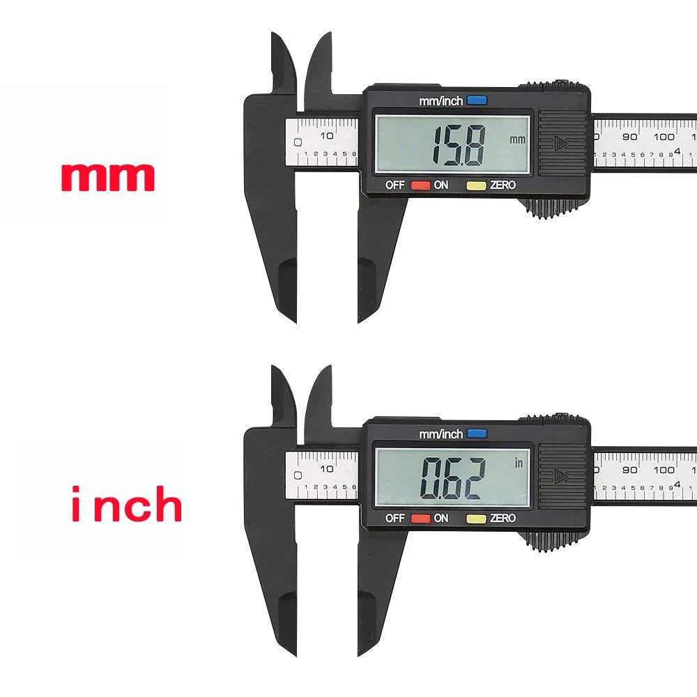 150mm Electronic Digital Caliper 6 Inch Carbon Fiber Vernier Caliper Gauge Micrometer Measuring Tools Digital Ruler with Battery