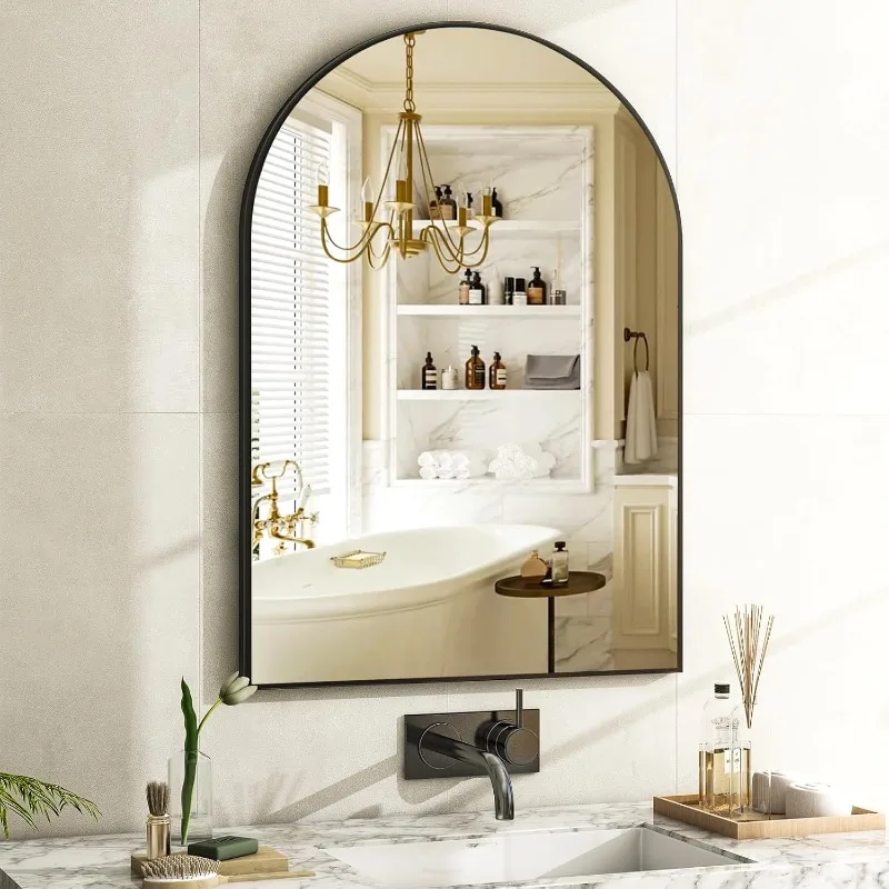 Arch Bathroom Mirror, 24x36 Inch - Wall Mounted Vanity Mirror with Aluminum Alloy Frame - Ideal for Living Room, Bedroom