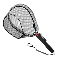SANLIKE Ultralight Fishing Net 22cm Handle Landing Net EVA Grip With Safety Hook Portable Fishing Tackle  Accessories 1/2 UNC