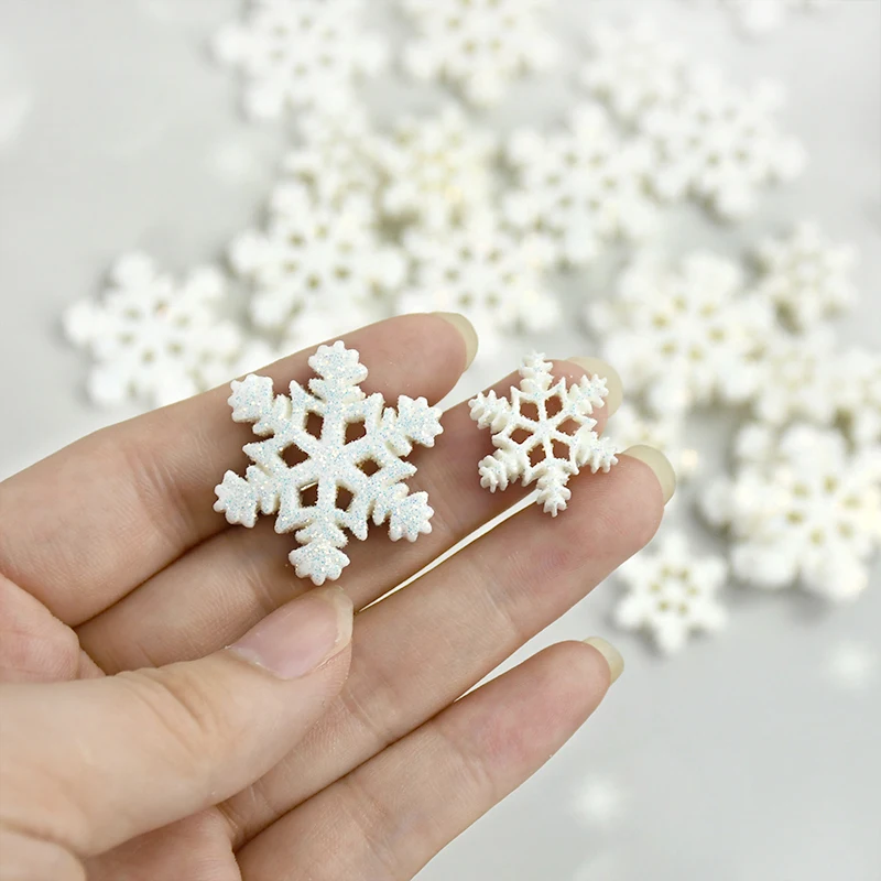 Mini Size 20Pcs Resin Snowflake Ornament Christmas Ornament Decorations for Home Xmas Ornament Artificial Snowflake Decor