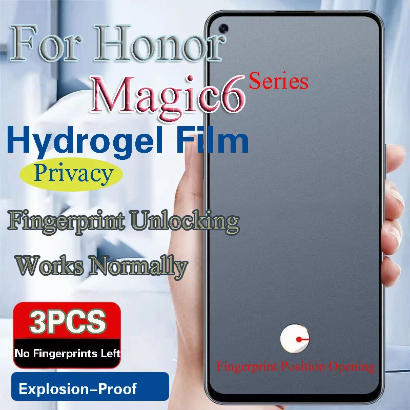 

Magic6Ultimate Privacy Защитная пленка для экрана для Honor Magic 6Pro Гидрогелевая пленка Magic6 Lite с защитой от подглядывания и разблокировки отпечатков пальцев работает