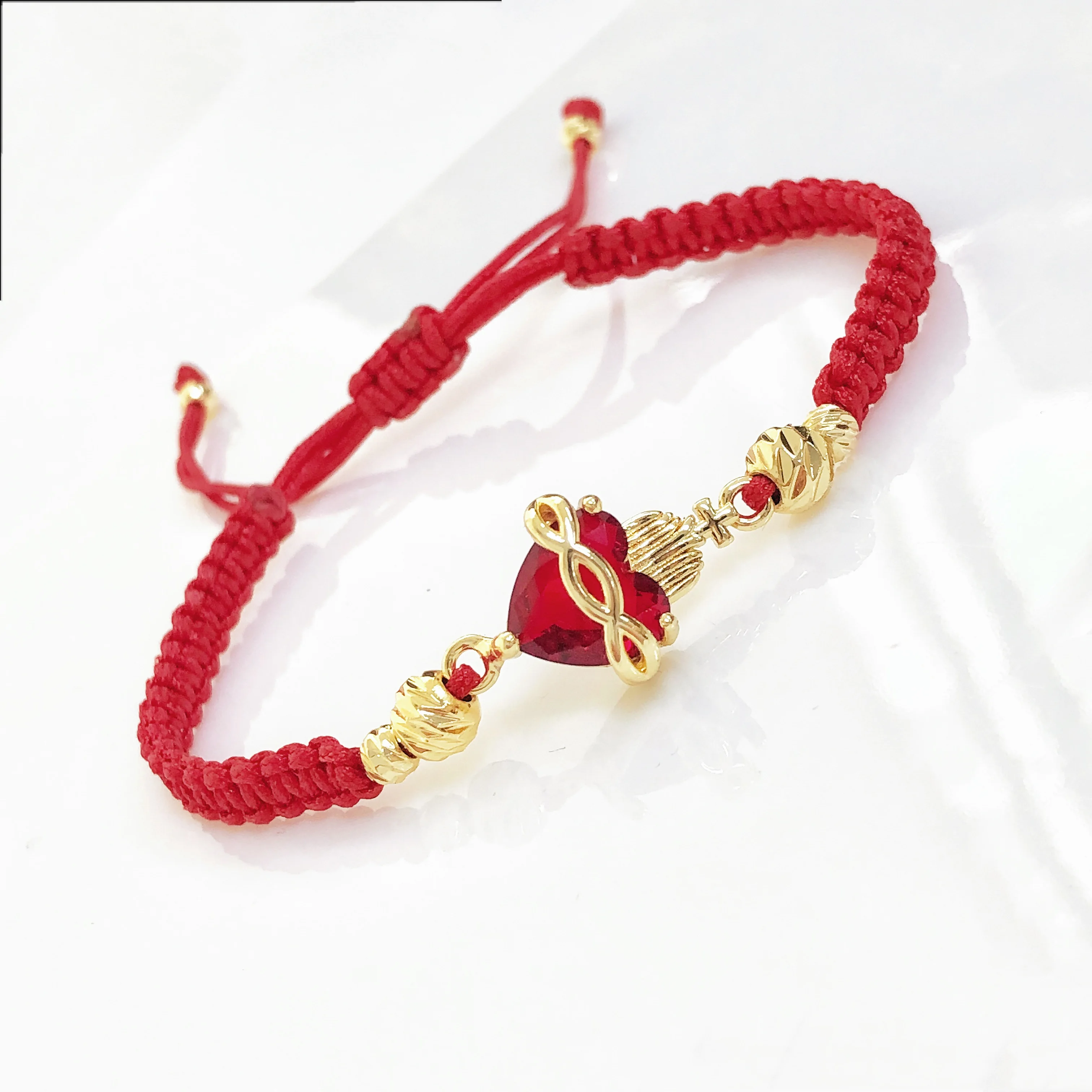 Braided Sacred Heart Shaped Crystal Cross Bracelet