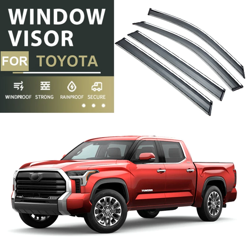 4pcs Car Window Visor For Toyota SIENNA TUNDRA TACOMA RUSH HILUX PREVIA 4RUNNER 2005-2025 Rainproof Auto External Waterproof