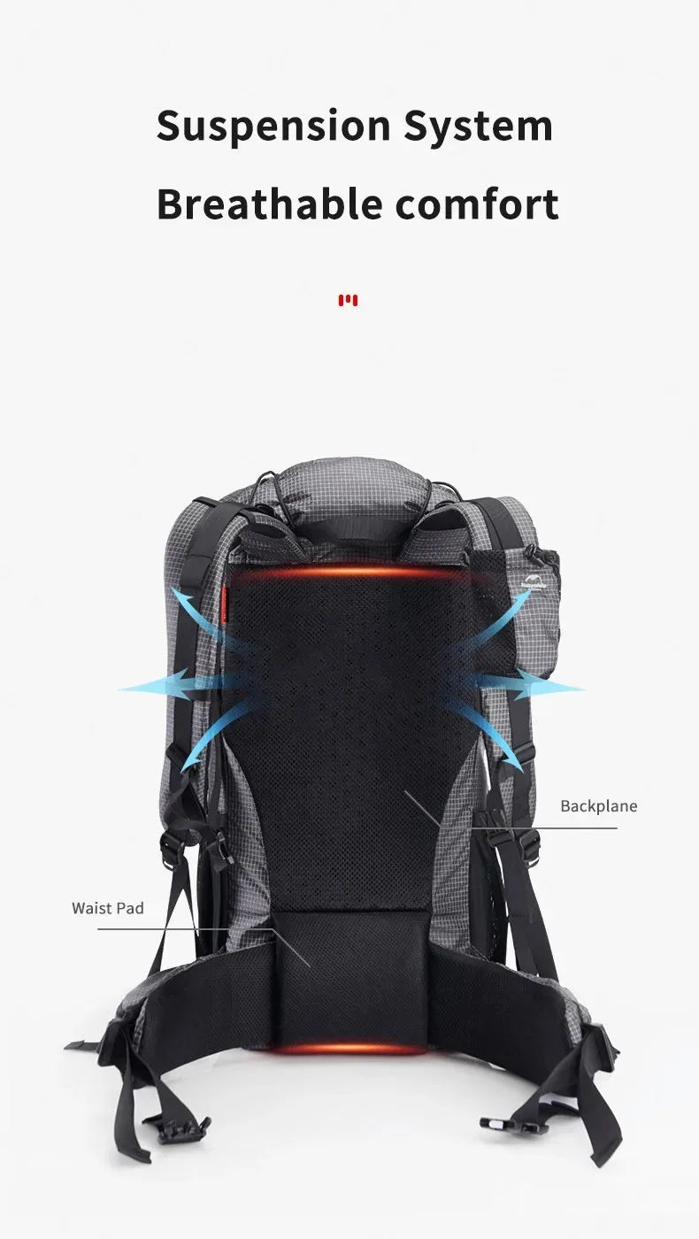 Naturehike 45L Camping Rucksack Große Kapazität Regendicht Reisetasche Ultraleicht Ergonomische Trekking Tasche Outdoor Wandern Rucksack – Detail 4