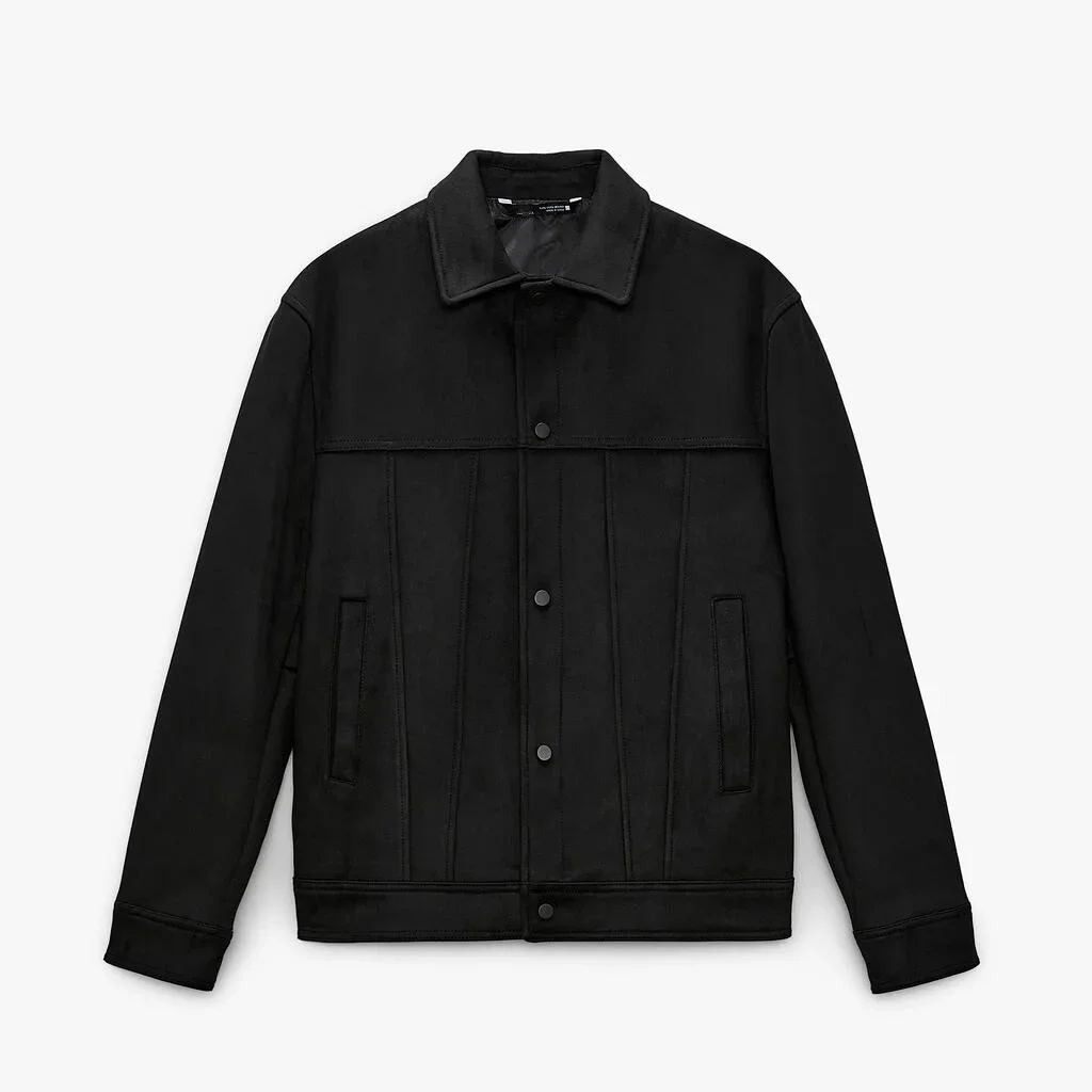 Men\'s Wear Suede Lapel Jacket Fashion Solid Long Sleeve Mens Coat