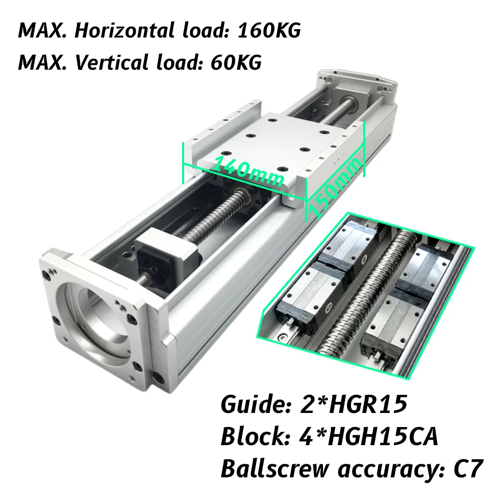 Imagem -02 - Cnc Totalmente Fechado Mesa Deslizante Tampa de Poeira de Alumínio Estágio de Guia Linear Xyz Linear Módulo de Atuador Mesa de Deslizamento do Motor 125 mm de Largura