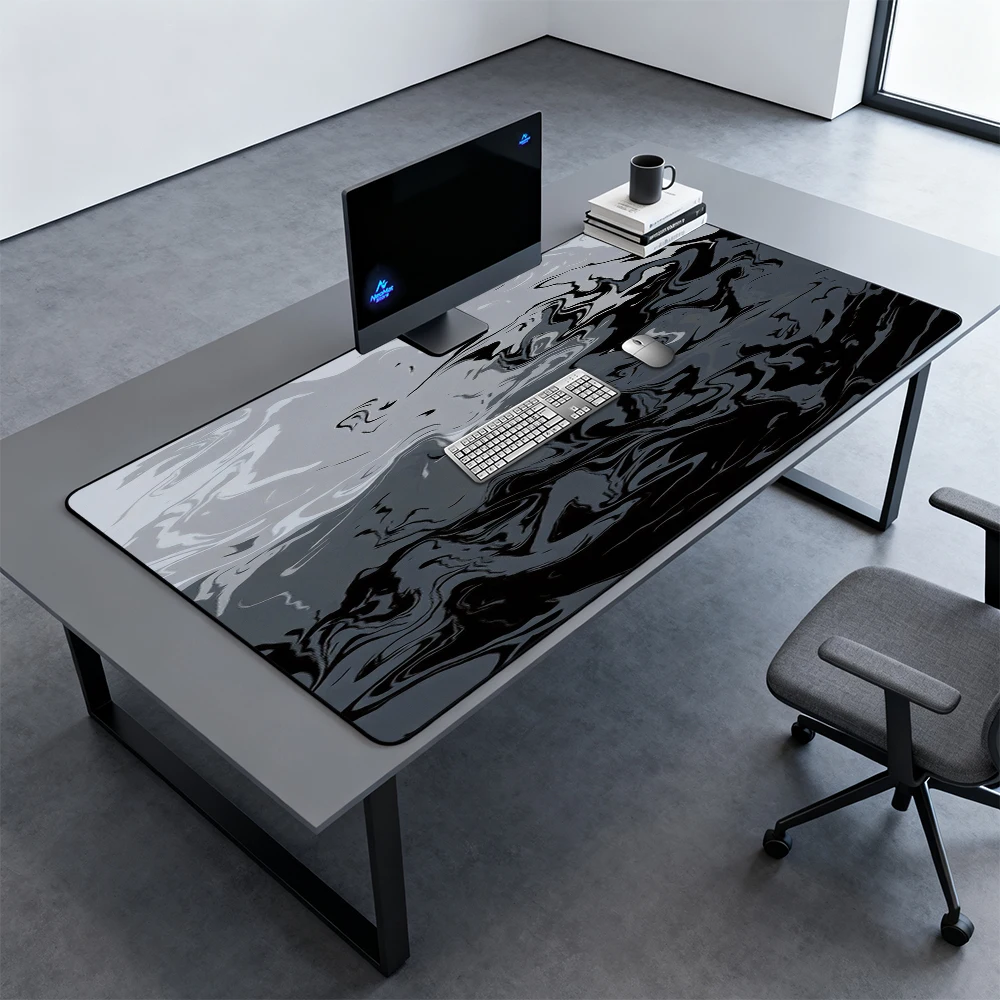 Gaming Mouse Pad Large XXL Abstract Black Gray Desk Mat Full Size 1200x600 1500x600 Non Slip Premium Office Minimalist Design