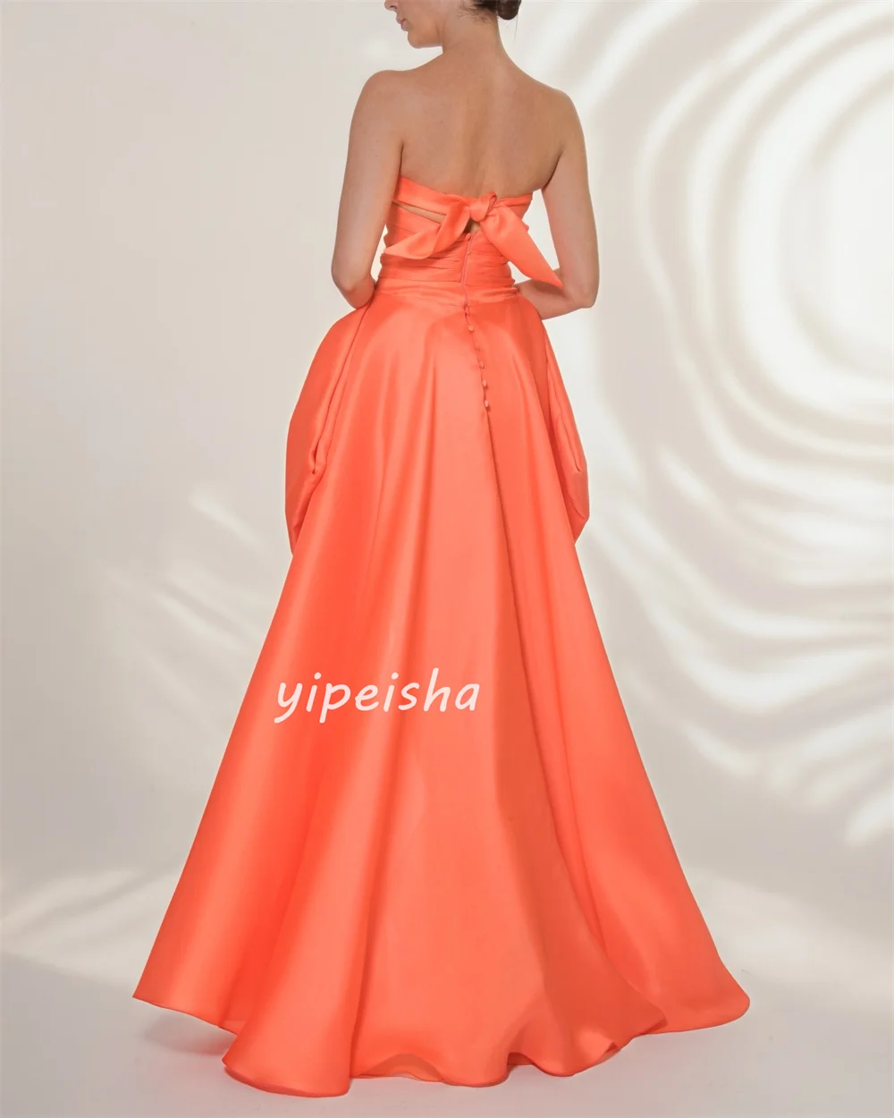 فساتين هاي لو مخصصة عالية الجودة أنيقة مكشكشة على شكل حرف a بدون حمالات فساتين مناسبة مخصصة مقاسات متاحة رسمية