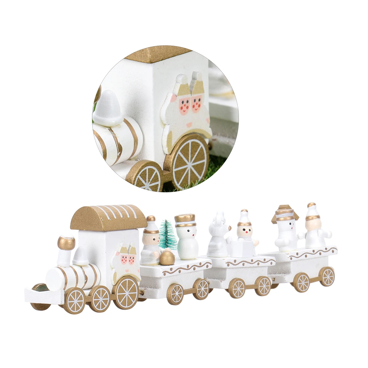 

Wooden Cartoon Train Mini Desktop Ornament Four-section Kids Table Window Decoration Supplies Creative Toy Christmas Tray
