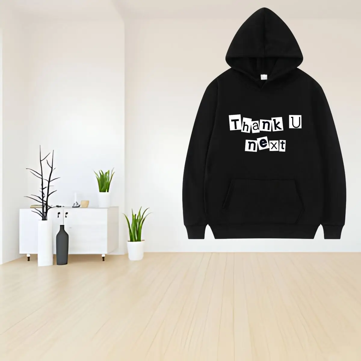 مجموعة هوديي مطبوعة متعددة الاستخدامات من Thank U Next Letters Text Art بتصميم أساسي كاجوال يوميًا #1