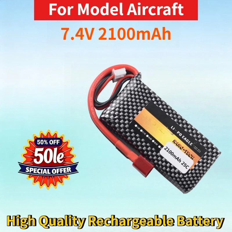 

2S 7.4V 2100mAh 25C Lithium-ion Battery Pack for Model Aircraft Remote Control Aircraft Drone High Quality Rechargeable Battery