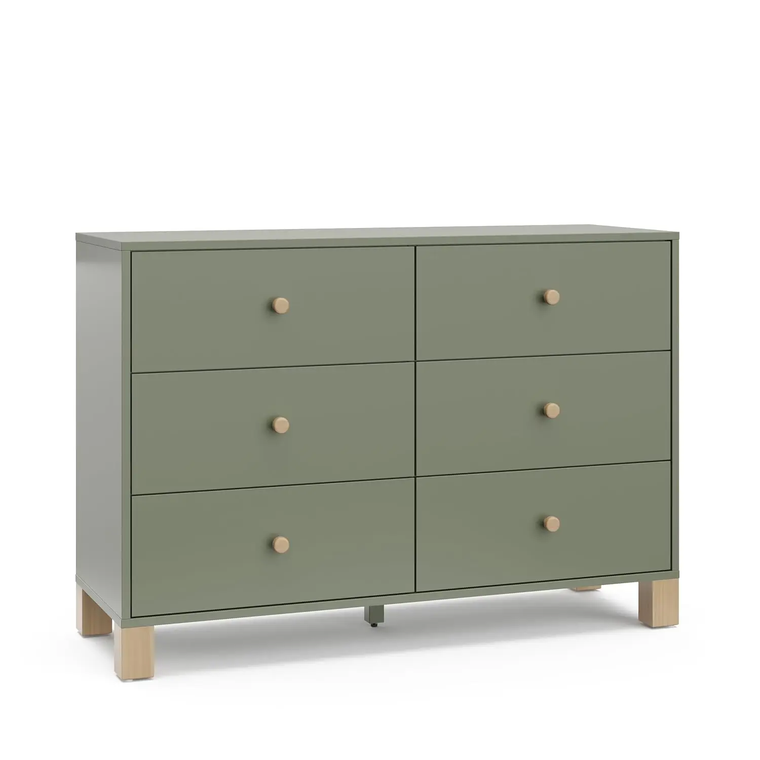 California 6-Drawer Double Dresser (Olive with Driftwood) - GREENGUARD Gold Certified, Interlocking Drawer System, Dresser Drawe