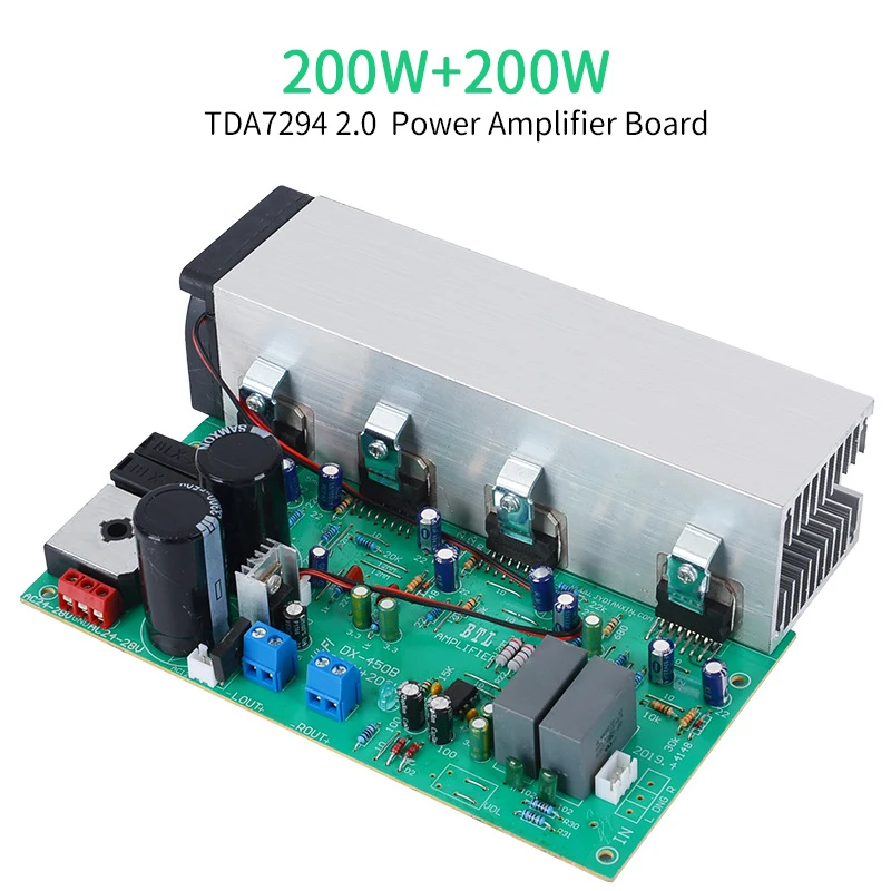 UNISIAN 200W+200W TDA7294 Higt Power Amplifier Board 2.0 Channels Class-AB Audio Amplifiers with Fan
