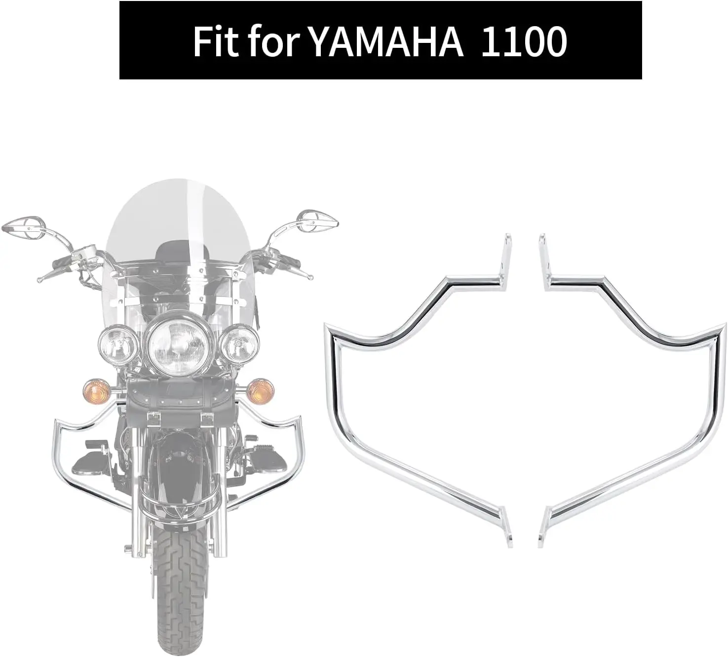 Engine Guard Crash Bar for Yamaha Vstar 1100 Classic Custom Silverado Xvs 1100 1999-2009 (Silver)