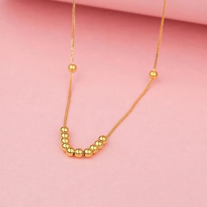 Wholesale Products Ladies Pure Gold Beaded Necklace Real Gold Jewelry 18k with Certificate