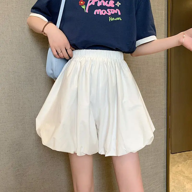 

Summer Y2K Women Lantern Shorts White Black Cute Bubble Shorts Girl Kawaii Puffy Balloon Short Pants Korean Casual Style Female