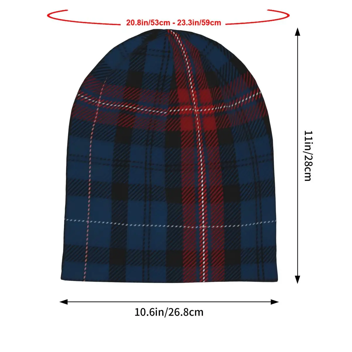 Scottish Tartan Clan Scotland Tartan Plaid Blue And Red Men Women Thin Beanies Windproof Ski Cap Double Layer Fabric Bonnet Hat