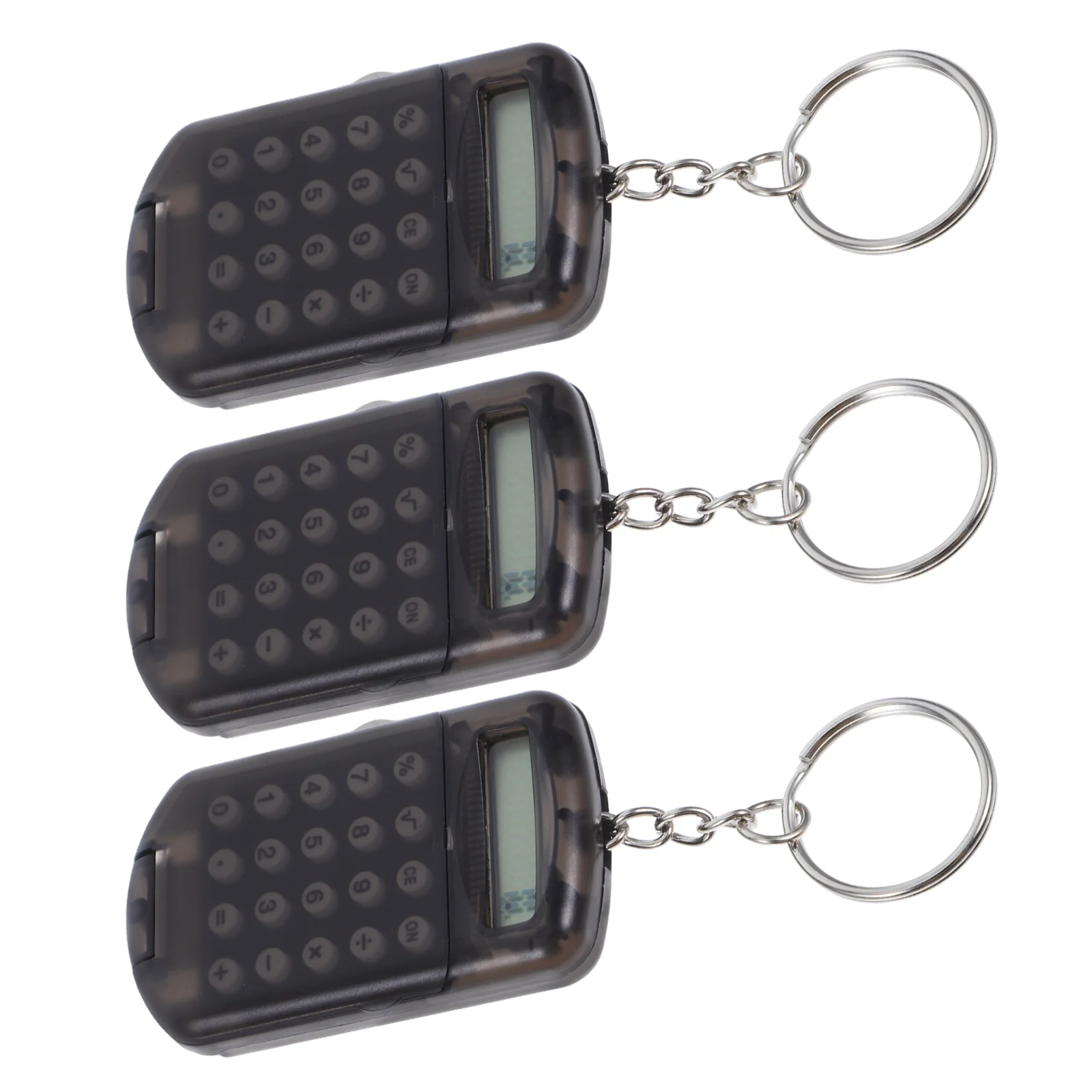 

3Pcs Mini Calculator Transparent Design Cover Keychain Portable Students Office Use Hanging nament Small Size Electronic
