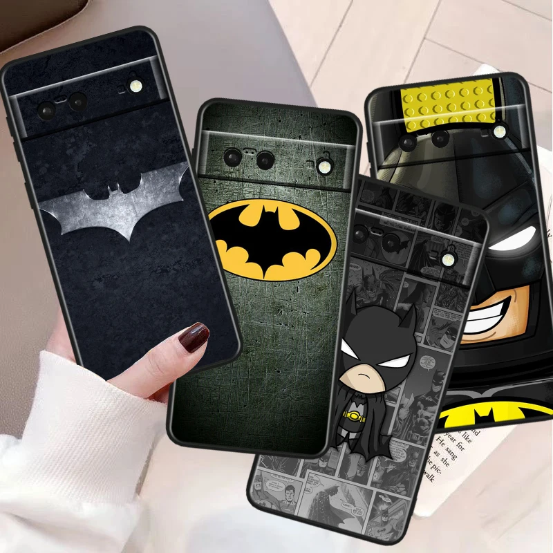 Batman Superman For Google Pixel 8 7A 6A 5A 5 4 4A XL Pro 5G Black Soft Shockproof Phone Case