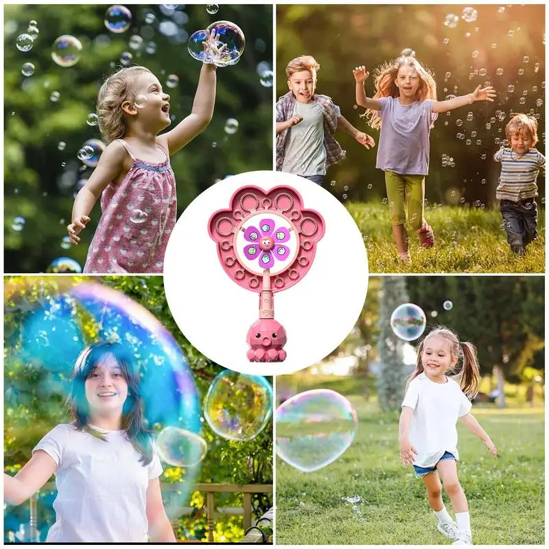 Mulino a vento Bubble Wand Outdoor Party Handheld Windmill Bubble Machine Creative Windmill Spinner Bubble Blower Kid giocattoli divertenti per