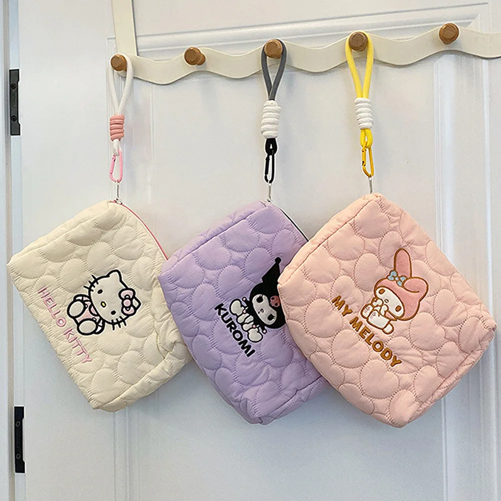 

Sanrio Hellokitty Kuromi Mymelody Kawaii Cosmetic Bag Cute Cartoon Storage Bag Large Capacity Women's Makeup Case Handbags Gifts