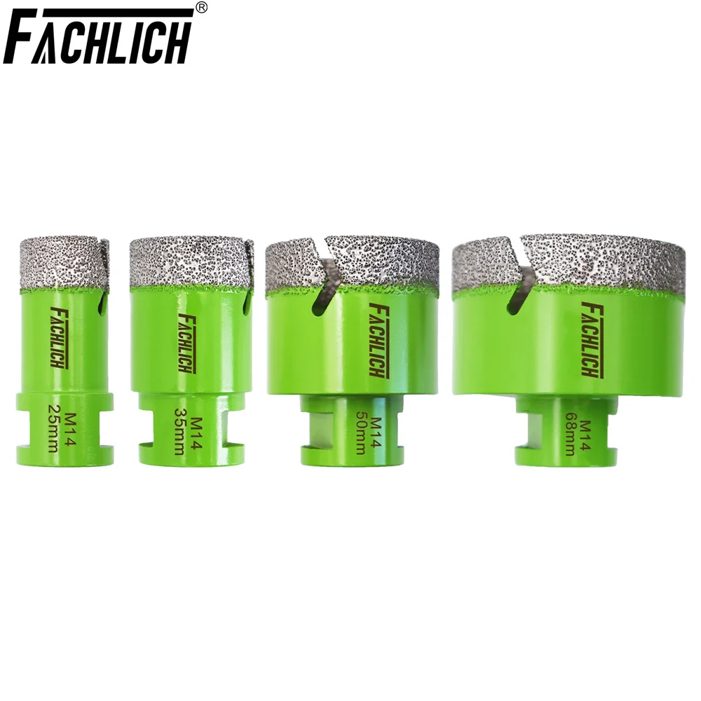 

FACHLICH 4pcs/set Drilling Bits M14 Thread Dia20-68mm Hole Saw For Porcelain Tile Ceramic Marble Granite Quartz Diamond Core Bit