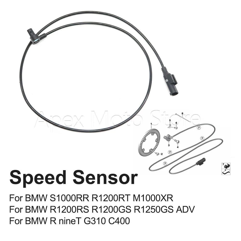 

For BMW S1000RR R1200RT M1000XR R1200RS R1200GS R1250GS ADV R nineT G310 C400 Motorcycle ABS Wheel Speed Sensor S1000 RR