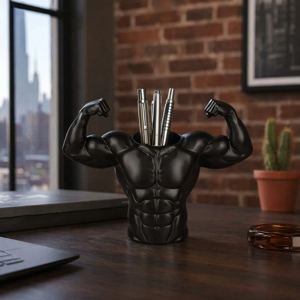 Muscular Form Ornament A Muscular Man-shaped Pen Holder Pen Storage Great Helper Funny 3D Printed Pen Stand Plastic Stable
