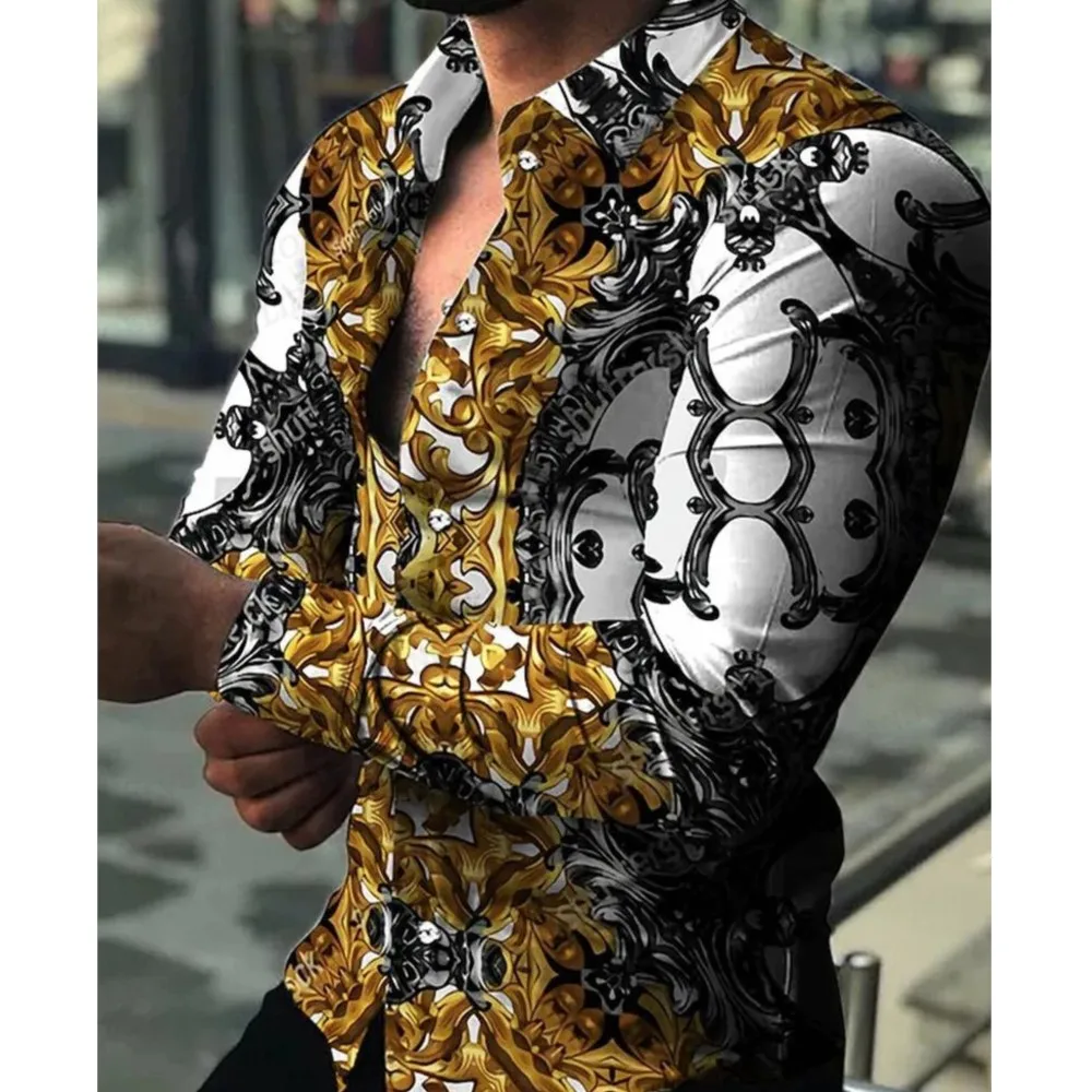 

Гавайские рубашки, рубашки с цветочным 3d принтом, мужская модная рубашка с длинным рукавом, повседневная пляжная блузка, блузка с лацканами, мужская одежда